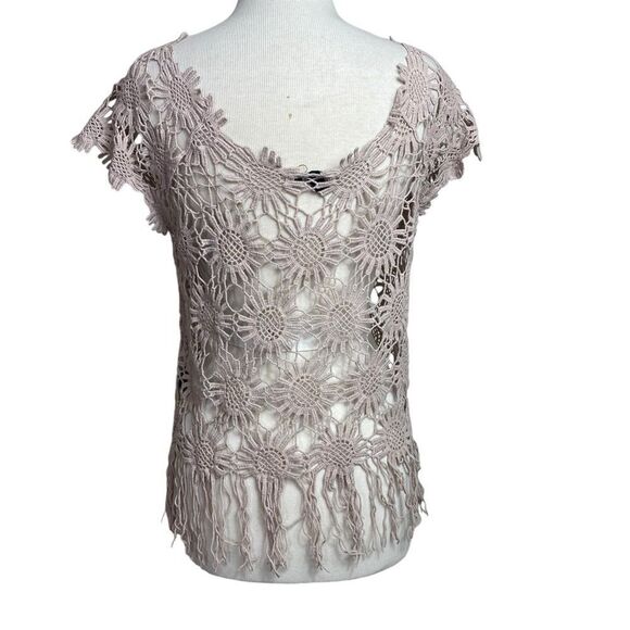 Lisa International M Crochet top beige boho , casual and beachy - Picture 3 of 6
